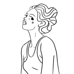Cute face of a girl. Raster line illustration of a female. Realistic woman  for creating fashion prints, postcard, wedding invitations, banners, arrangement illustrations, books, covers.