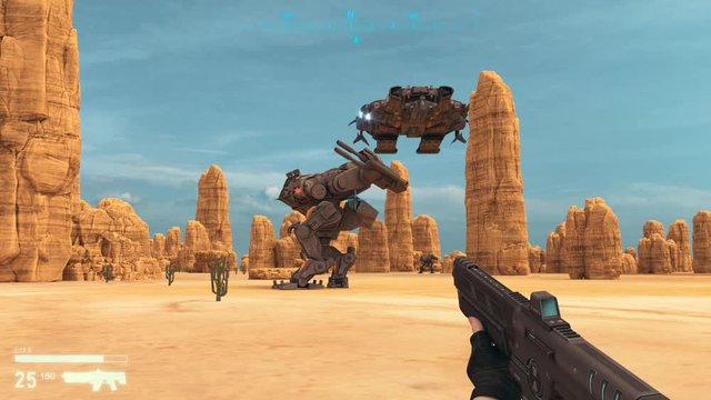 Sci-Fi First Person Shooter 3D Video Game Simulation