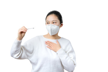 Bust of sick girl on white background