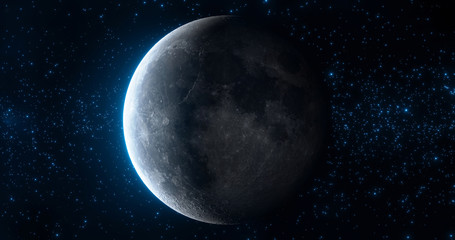 Obraz na płótnie Canvas Moon Phase: Waning Crescen. 3d illustration