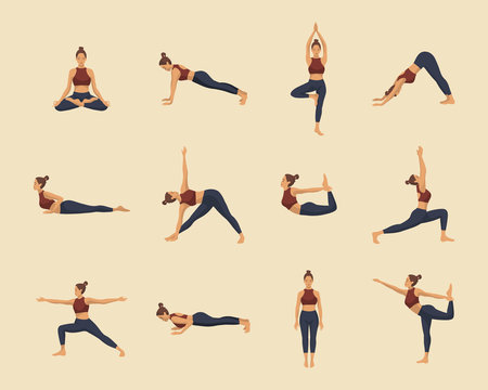 Hatha Yoga Poses Chart: 60 Common Yoga Poses and Their Names - A Reference  Guide to Yoga Asanas (Postures) 8.5 x 11