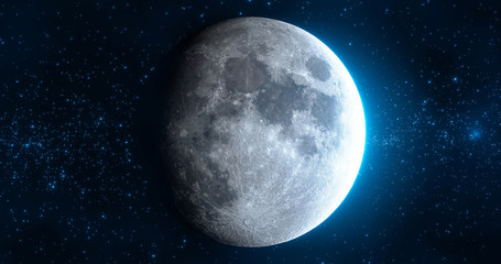 Fototapeta na wymiar Moon Phase: Waxing Gibbous. 3d illustration