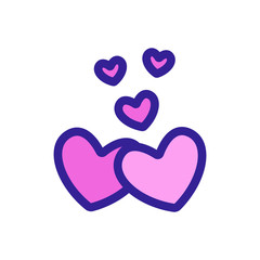 Hearts icon vector. A thin line sign. Isolated contour symbol illustration