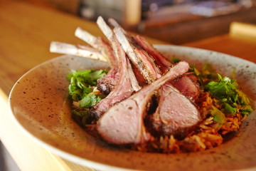 food, dinner, grilled, meat, cooked, dish, meal, delicious, barbecue, plate, lunch, cuisine, fried, restaurant, table, white, grill, closeup, herbs, vegetables, gourmet, salad, roasted, herb, vegetabl