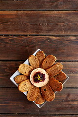 rye bread with pate on a plate