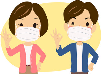 マスクのおかげで健康な男女
