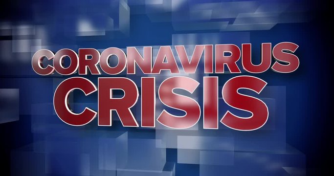 A red and blue dynamic 3D Coronavirus Crisis title page animation.  	