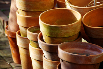 Clay pots in the sunshine