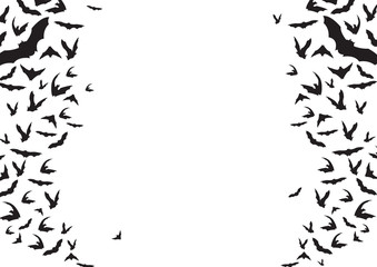 Bats flying silhouettes background vector