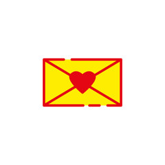 Message flat  icon, heart, valentine's day. Design template vector
