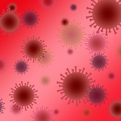 Macro illustration of coronavirus bacteria in blood vessel.