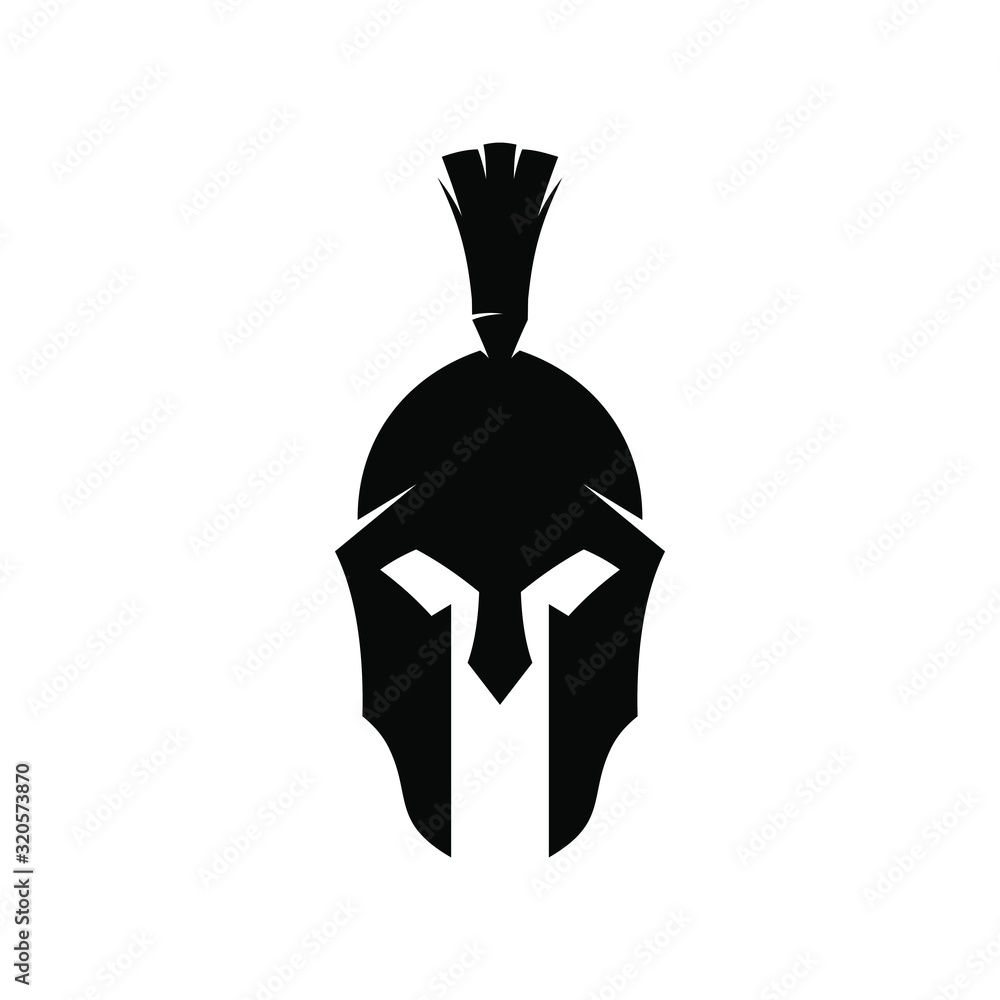 Wall mural Silhouette of helmet. Vector Illustration isolated on background, Greek Helmet