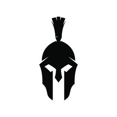 Silhouette of helmet. Vector Illustration isolated on background, Greek Helmet