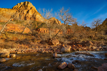 Walls of Zion Canyon and the Virgin River