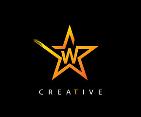 Star W Letter Digital Network , technology and digital abstract W vector logo.  