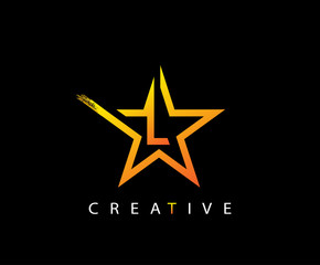 Star L Letter Digital Network , technology and digital abstract L vector logo.  