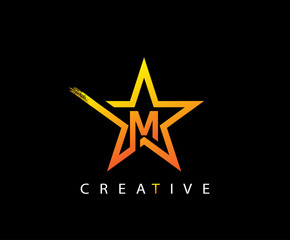 Obraz premium Star M Letter Digital Network , technology and digital abstract M vector logo. 