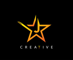 Obraz premium Star J Letter Digital Network , technology and digital abstract J vector logo. 