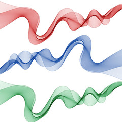 set of color waves. red, blue, green. abstract vector lines. eps 10