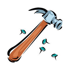 Hammer and Nails isolated on a white background