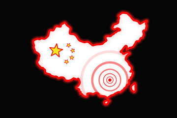 country on the map of the People's Republic of China and the inscription 2019-nCoV. black background Concept of the new coronavirus 2019 .2019-nCoV