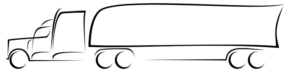 Dynamic vector illustration of a American truck with two-axles trailer as a logo for a delivery company © mino21