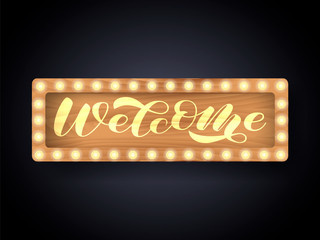 Welcome brush lettering. Vector stock  illustration for card or poster