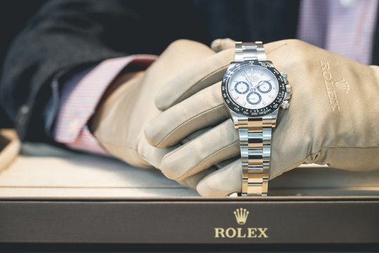 Luxury Rolex Watch Being Presented By The Seller