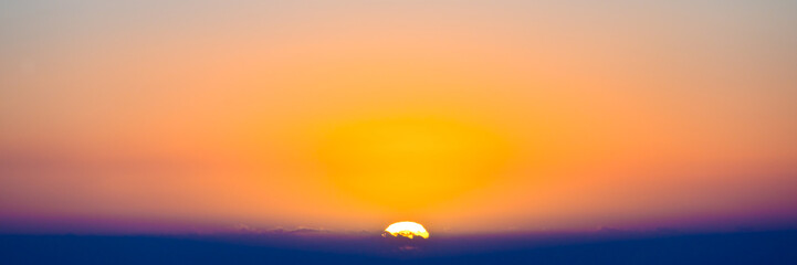 Sunset and orange sky, panoramic background