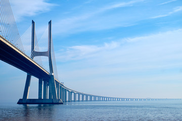 The Vasco da Gama Bridge. Lisbon, Portugal.