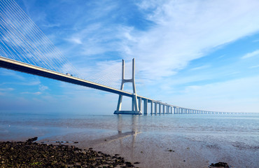 The Vasco da Gama Bridge. Lisbon, Portugal.