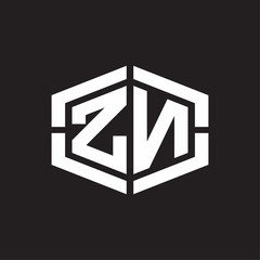 ZN Logo monogram with hexagon shape and piece line rounded design tamplate