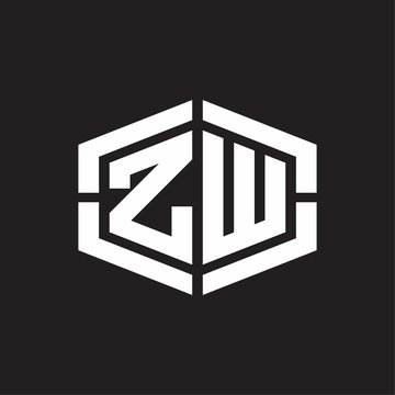 ZW Logo monogram with hexagon shape and piece line rounded design tamplate