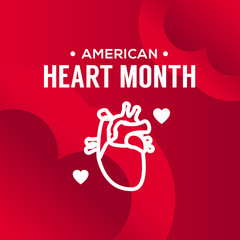 American Heart Month Vector Design For Banner or Background