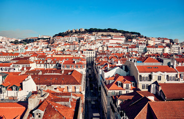 Fototapeta na wymiar Top view of the city center of Lisbon, Portugal.