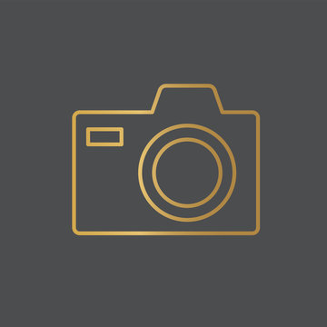 golden camera icon- vector illustration