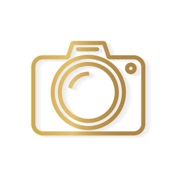 golden camera icon- vector illustration