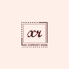 XR Initial handwriting logo concept, with line box template vector
