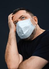 Man with medical face mask. Coronavirus epidemic.