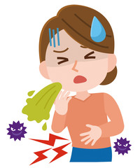 ノロウイルス　発症　嘔吐　腹痛　イラスト