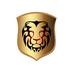 gold head lion abstract logo design template