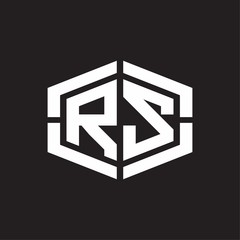 RS Logo monogram with hexagon shape and piece line rounded design tamplate