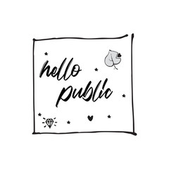 hello public card lettering typography design template