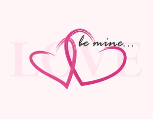 Valentine's Day backgroung. Hand drawn pink hearts. Cute vector illustration. 14 February celebration, love, couple.