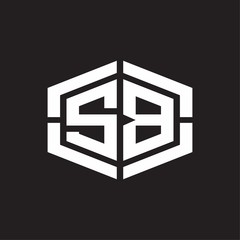 SB Logo monogram with hexagon shape and piece line rounded design tamplate