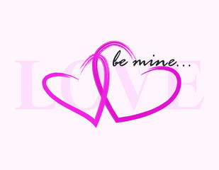 Valentine's Day backgroung. Hand drawn pink hearts. Cute vector illustration. 14 February celebration, love, couple.