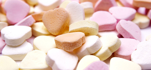 bright background from candy hearts. Valentine's day concept.