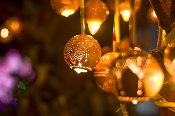 Lamps from coconut shells, beautifully designed in the festival (lighting Tumka) Yasothon, Thailand - 320581653