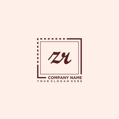 ZR Initial handwriting logo concept, with line box template vector