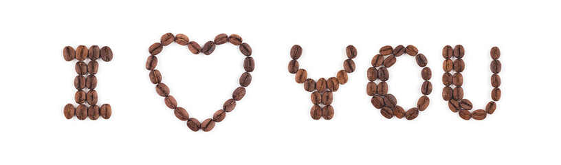 High resolution roasted coffee beans in letters